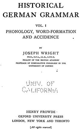 Historical German Grammar, Vol. 1 (1907)