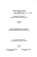 Lecons de linguistique de Gustave Guillaume (French Edition) pdf epub mobi 电子书 下载