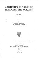 Aristotle's Criticism of Plato and the Academy, Volume 1 pdf epub mobi 电子书 下载